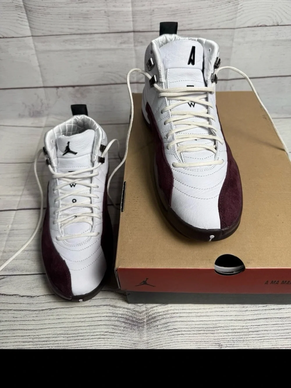 Air Jordan 12 Retro SP A Ma Maniére White Burgundy Size 11W / 9.5M DV6989-100